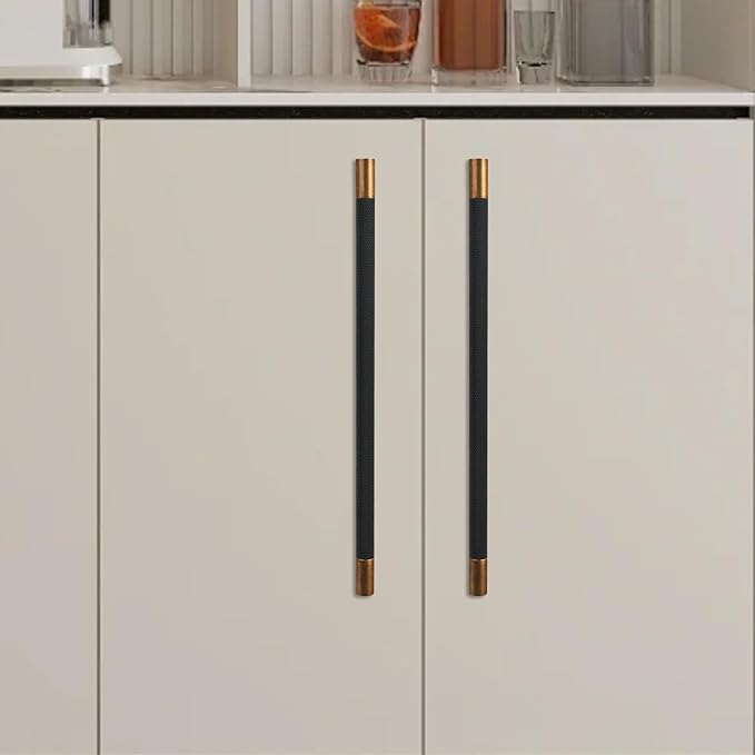 6 Pack 10 inch(254mm) Black and Antique Brass Kitchen Cabinet Handles Knurled Cabinet Pulls Black Drawer Pulls