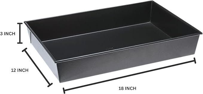 Rectangular Non-Stick Cake Pan 18x12 Inch Aluminized Steel Baking Tray for Oven Use Ideal for Cakes Brownies Roasting and Everyday Baking (1)