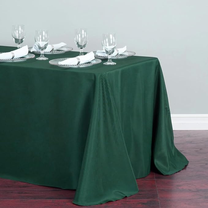 LinenTablecloth 90 x 132-Inch Rectangular Polyester Tablecloth Hunter Green