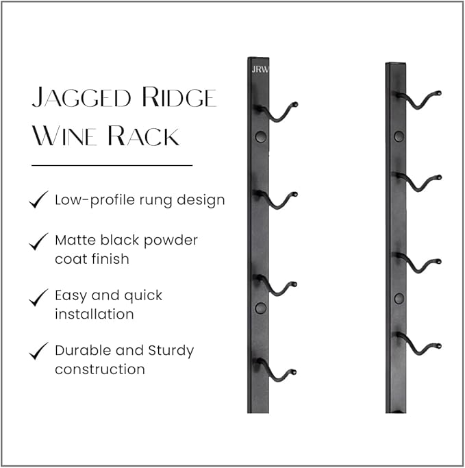Premium Wall Mounted Metal Wine Rack - 12 Wine Bottles Holder - Modern Wine Rack, Matte Black - Space Saving for Home, Kitchen, Bar - Designed in Canada by Wine Enthusiasts