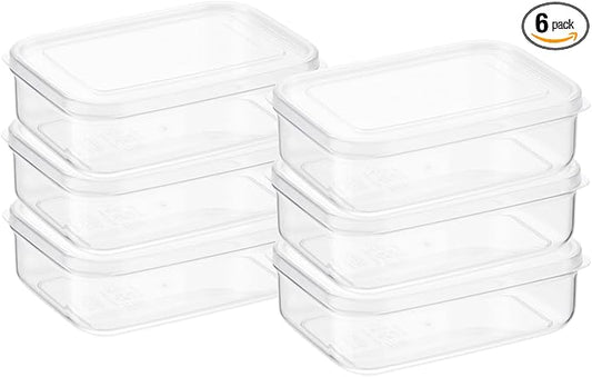 Lustroware Micro Clear Transparent Food Storage Containers with Lids – BPA-Free, Shatterproof, Dishwasher & Microwave Safe, 1.0 qt Stackable Refrigerator Organizer Bins, Made in Japan, Set of 6