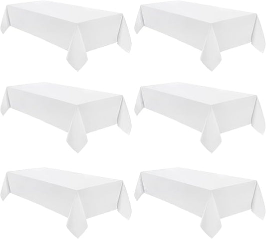 VidaFete Tablecloth 60 * 120inch 6pack Rectangle Table Cloth Polyester, Stain Wrinkle Resistant Dining Table Cover for Kitchen Dinning Party Wedding Rectangular Tabletop Buffet Decoration(White)