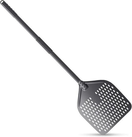 12" x 14" Pizza Peel Long Handle, Perforated Pizza Spatula 43.8 Inch Overall, Professional Aluminum Turning Peel for Baking Commercial Ovens