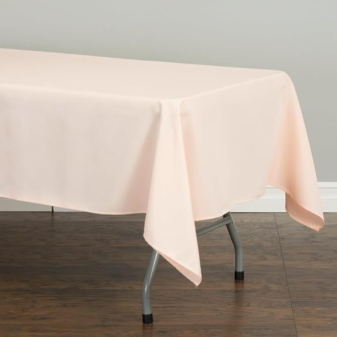 LTC LINENS 5 Pack Peach Rectangular Tablecloths 60 x 126 Inches for 8 Feet Rectangle Banquet Tables with Half-Drop - Stain and Wrinkle Resistant Polyester Fabric Cloth Table Covers for Party, Wedding