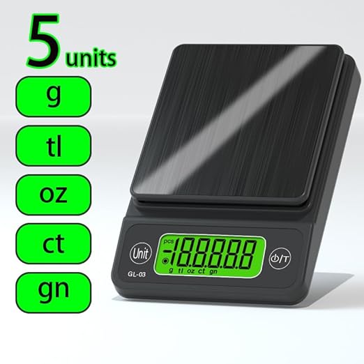 Digital Pocket Scale, 500g/0.01 Portable Precision Gram Scale Grams and Ounces，Food Scale Jewelry Scale with LCD Display, 5 Units Tare for Powder, Gem, Coffee, Coin, Tea, Weed