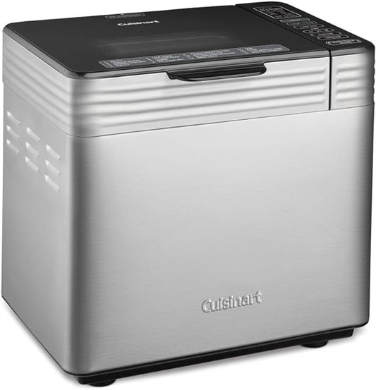 Cuisinart Bread Maker Machine, Stainless Steel Convection Bread Machine with 16 Menu Options, 3 Loaf Sizes Up to 2 Lb., 3 Crust Colors, Includes Measuring Cup, Spoon & Kneading Hook, CBK-210
