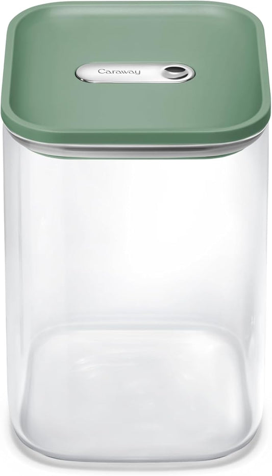Caraway 4qt Glass Airtight Food Storage Container with Lid – Non-Toxic, BPA-Free Kitchen Storage Container – Stackable, Space-Saving Airtight Container for Dry Goods and More - Sage