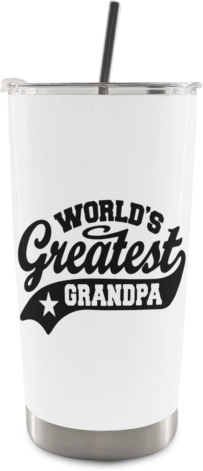 QASHWEY Grandpa Gifts Coffee Tumbler - Gifts for Grandpas, Grandpas Travel Tumbler Coffee Mug for Grandfather, World's Greatest Grandpa Stainless Steel Tumblers with Straw and Lid 20 oz
