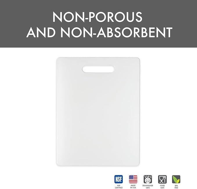 Dexas NSF Polysafe Cutting Board with Handle, 8.5 by 11 inches, White