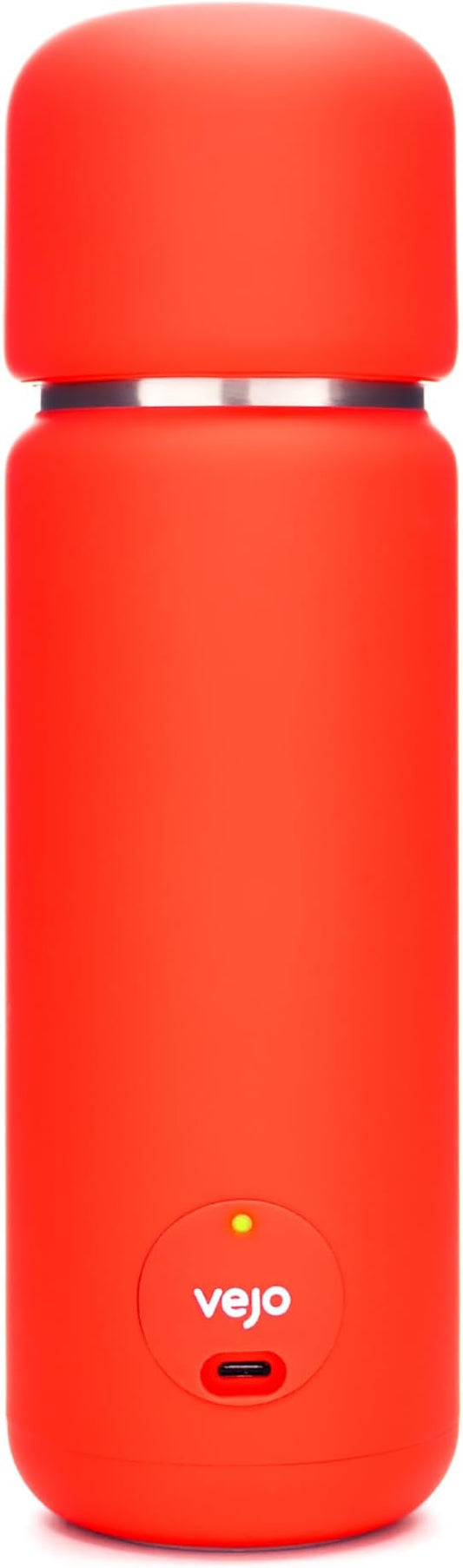 Vejo Portable Travel Blender for Protein Shakes & Powders | 12oz Rechargeable Personal Mixer Bottle | Stainless Steel Interior | Fits Car Cup Holders | Dishwasher Safe | Gym, School, Outdoors | Red