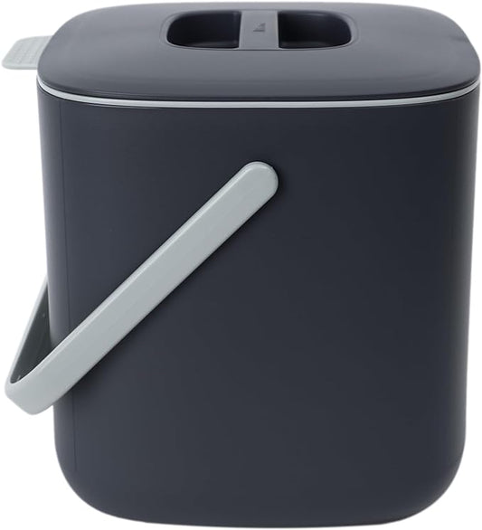 Blue Ginkgo Kitchen Compost Bin [2.6L / 0.69 GAL] – Filter-Free, Odor-Tight Countertop Food Waste Pail with Handle (Made in Korea, Gray)