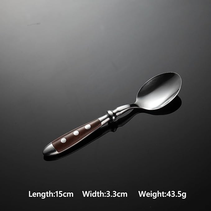 IKXO 16 Pieces Brown Gum Wood Handle Silverware Set for 4, Exquisite Ergonomic Flatware Set Food-Grade Stainless Steel Cutlery Set, Tableware Eating Utensils, Mirror Finished, Dishwasher Safe