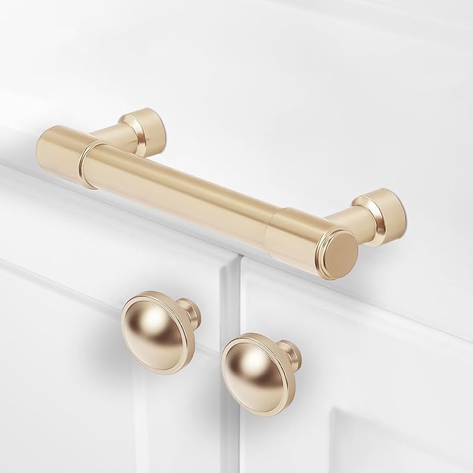 10 Pack Champagne Bronze Pulls 3 Inch(76mm) Hole Centers Kitchen Cabinet Handles Zinc Alloy Champagne Drawer Pulls