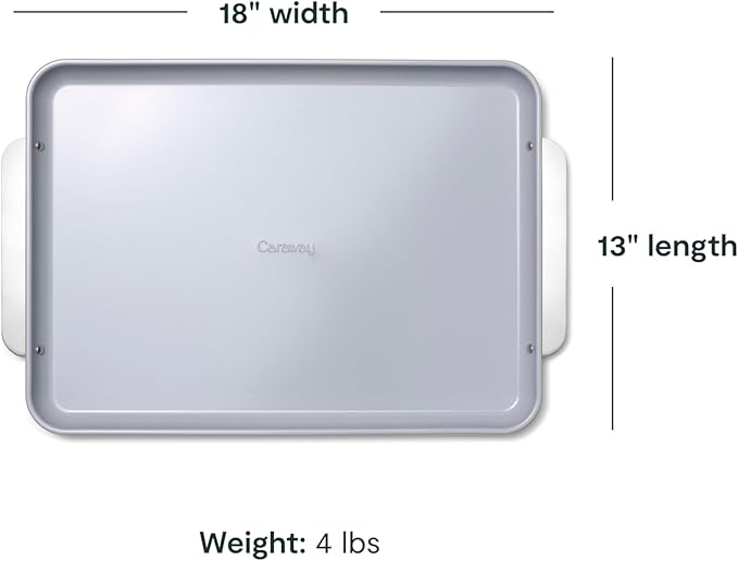 Caraway Non-Stick Ceramic Large Baking Sheet Duo - Naturally Slick Ceramic Coating - Non-Toxic, PTFE & PFOA Free - Perfect for Baking, Roasting, and More - Large (18" x 13") - Black