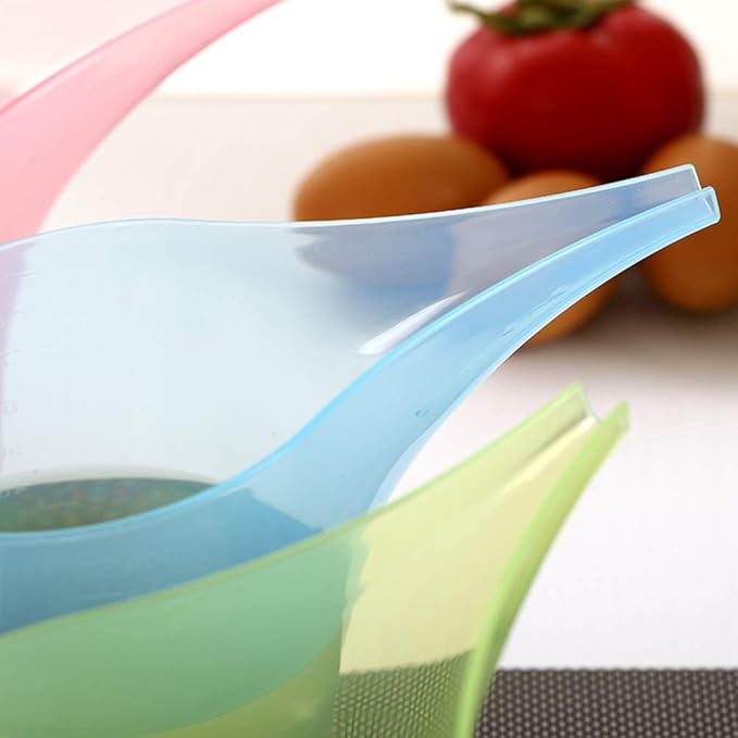 2pcs Cup Measuring Funnel Pitcher with Scale Candy Color Kitchen Measuring Cup for Liquids Sauces Batters Long Mouth Design Precision