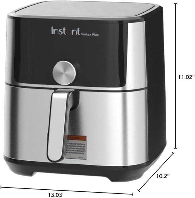 Instant Pot 4QT Vortex Plus 6-in-1 Mini Air Fryer, Custom Program Options, Crisps, Broils, Roasts, Dehydrates, Bakes, Reheats, 100+ In-App Recipes, Stainless Steel,4 Quarts