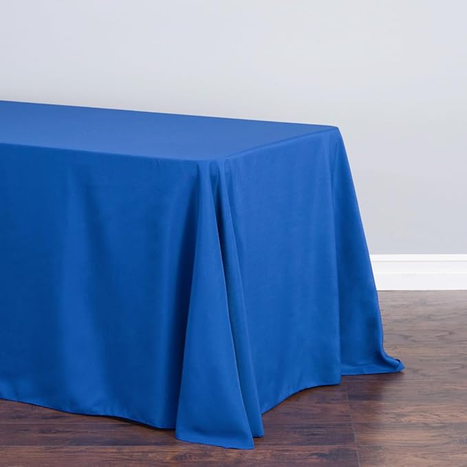 LTC LINENS Bulk 10-Pack Rectangular Tablecloths 90 In x 156 In with Rounded Corners - Royal Blue Table Covers for 8 ft Table with Floor-Length Drop - Wrinkle Resistant Polyester Fabric Cloth for Party