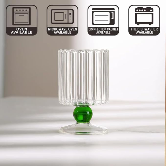 Vintage Wine Glasses Set of 2, 7.1oz Borosilicate Champagne, Whiskey, Juice Glasses, Glassware for Cocktails,Red Wine,Ice Cream, Gift for Couples, Wedding, Anniversary, Dishwasher & Microwave Safe