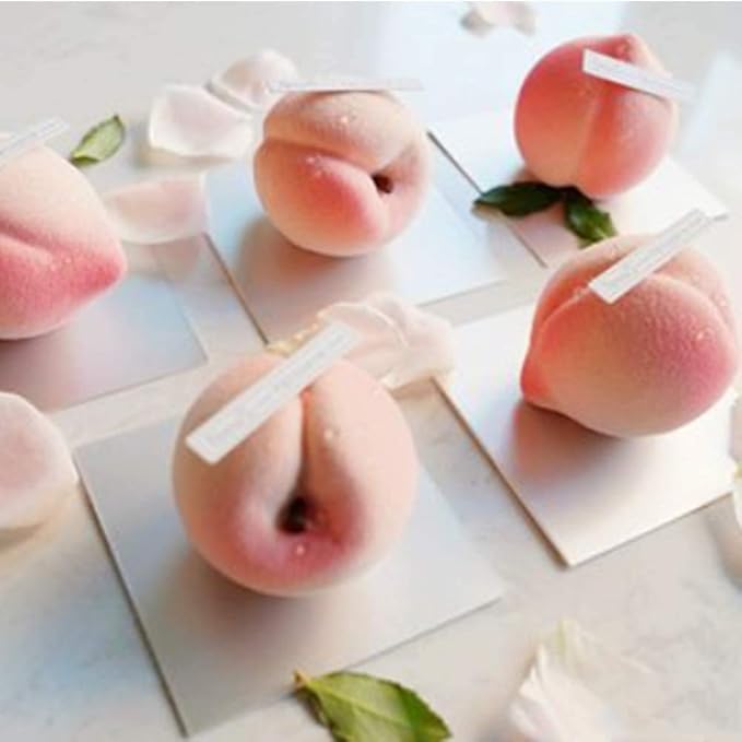 OCPO KITCHEN Peach Silicone Mold for Baking Mousse Cake, Fruit French Dessert, Pastry, Chocolate, Pudding, Jelly, Ice Cream, Cake Decoration Mold, 3D Peach Shape (8-cavity)