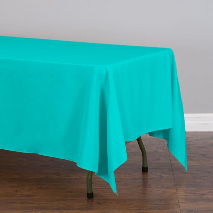 LTC LINENS Rectangular Tablecloth Turquoise - 70x120 Inch Rectangle Table Cloth for 6-8 ft Table - Wrinkle Resistant Polyester Cloth for Party, Banquet