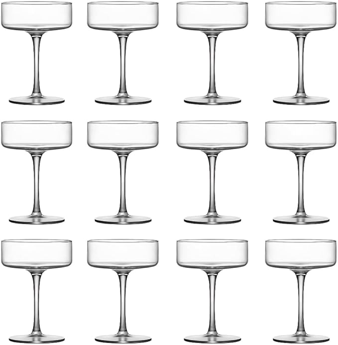 LEMONSODA Clear Martini Coupe Glasses - Classic Barware for Espresso Martini, Manhattan, Cosmopolitan – Handcrafted Luxury Glassware for Home Entertaining (Clear 6.5oz, Set of 12) (2246)