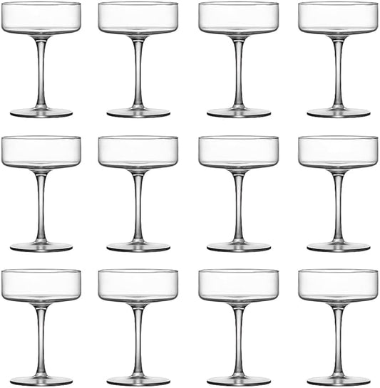 LEMONSODA Clear Martini Coupe Glasses - Classic Barware for Espresso Martini, Manhattan, Cosmopolitan – Handcrafted Luxury Glassware for Home Entertaining (Clear 6.5oz, Set of 12) (2246)