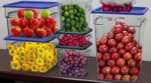 Tiger Chef 4 Quart Commercial Grade Clear Food Storage Square Polycarbonate Containers With Green Lids