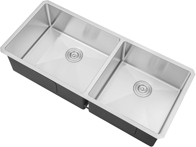 42 in. x 19 in. x 10 in. 16-Gauge Stainless Steel Undermount 60/40 Offset Double Bowl Kitchen Sink with Collapsible Colander Set and Strainer