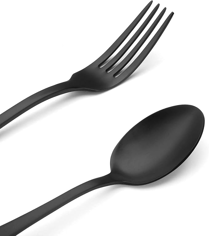 Matte Black Silverware Set,SHARECOOK Satin Finish 30-Piece Stainless Steel Flatware Set,Kitchen Utensil Set Service for 6Tableware Cutlery Set for Home and Restaurant, Dishwasher Safe