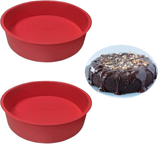 2pcs 8 Inch Silicone Cake Pan for Baking, Round Cake Molds Silicone Baking Pan Non-Stick Quick Release Suitable for Cheesecake Chocolate Cake Brownie Cake puddings