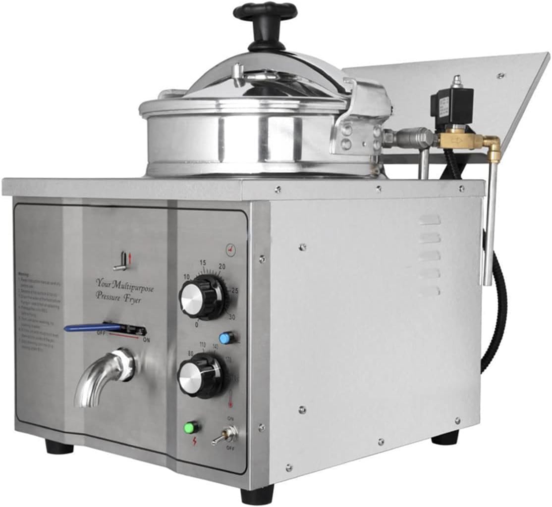 16L Electric Pressure Fryer,110V High-Pressure Chicken Fryer with Safety Features,Stainless Steel Healthy Countertop Deep Fryer for Crispy Fried Delicacies, Commercial-Grade Food Oven