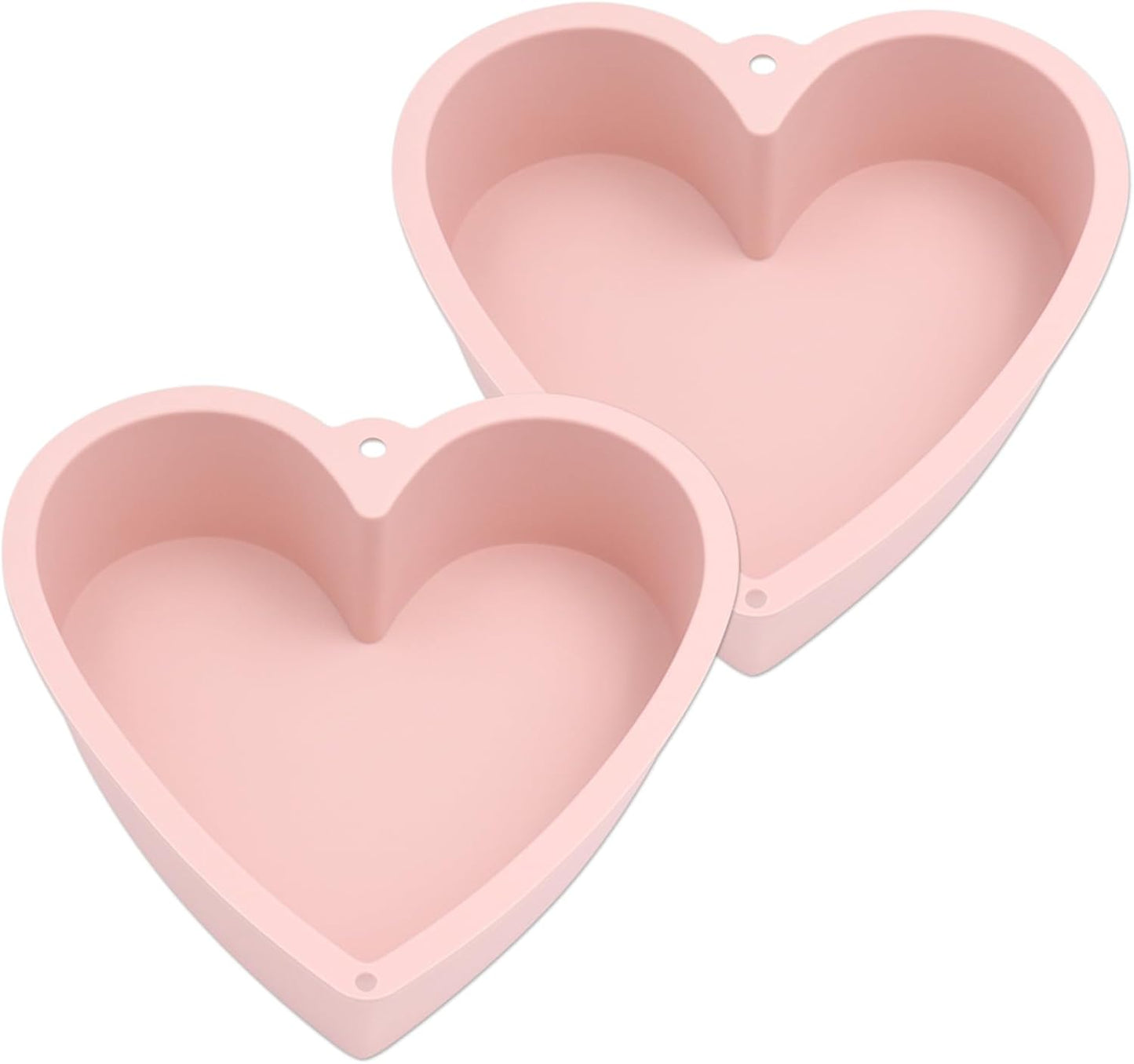 Alimat PluS Silicone Heart Shaped Cake Pans, 2pcs Heart Cake Pan 8 Inch with Hanging Hole(Pink)