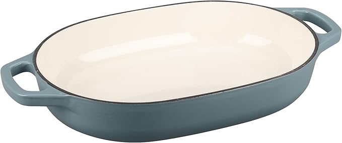 Enameled Cast Iron Oval Dutch Oven Pot with Lid, Dutch Oven for Sourdough Bread Baking, Oval Bread Pan, 7qt, Seasalt