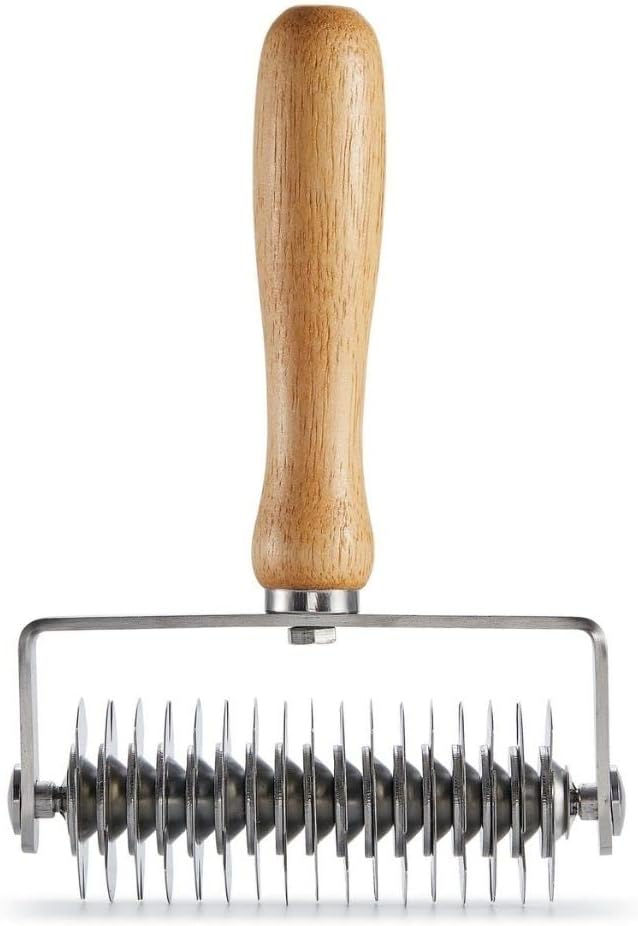 Pastry Lattice Roller Cutter, UPGRADE Stainless Steel Dough Lattice Roller Cutter for Beef Wellington Fishnet Crust Top Cookie Pie Pizza Bread,Wood Handle