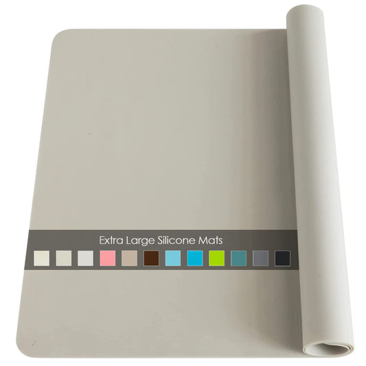 Extra Large Silicone Table Mat, Food-Grade Silicone Mat for Crafts Kids Placemat Desk Countertop Waterproof Protector Heat Insulation Kitchen Pastry Rolling Dough Pad, 27.6 x 19.7'' Light Gray, 1 Pack