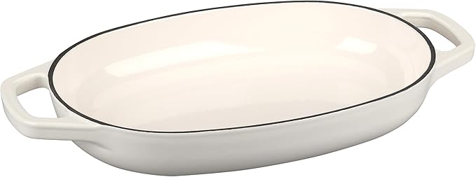 Enameled Cast Iron Oval Dutch Oven Pot with Lid, Dutch Oven for Sourdough Bread Baking, Oval Bread Pan, 5qt, White