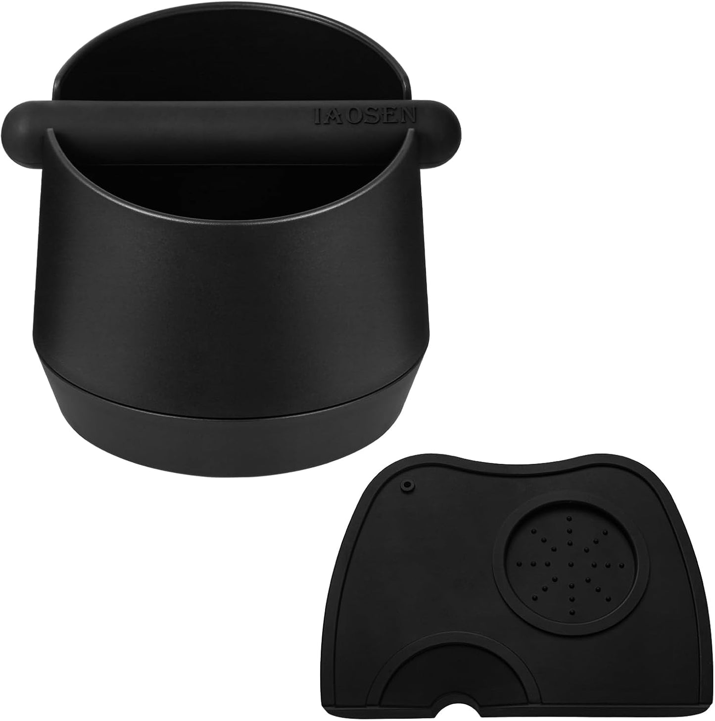 6 Inch Extra Large Capacity Design Espresso Knock Box Tamping Mat Espresso Machine Accessories Set of 2 with Removable Knock Bar and Anti-Slip Base for Home Office Barista Tools for Bar Shop