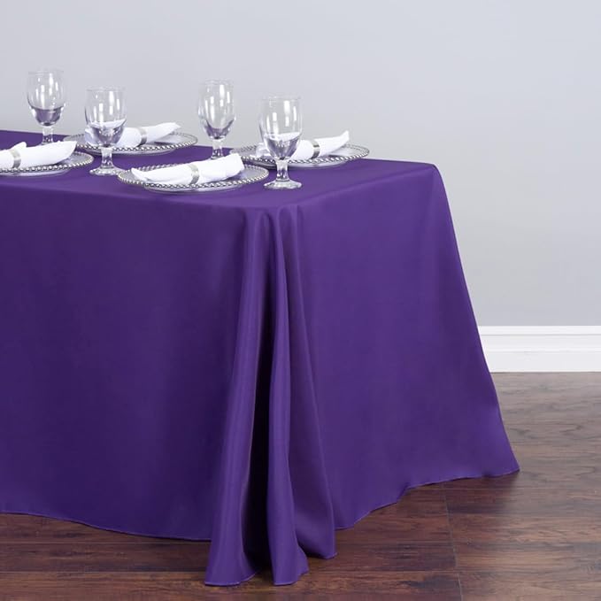 LTC LINENS 2-Pack Rectangular Tablecloths 90 in x 132 in with Rounded Corners - Purple Table Cloths for 6 ft Rectangle Tables Floor Length - Polyester Fabric Cloth Table Covers for Wedding, Party