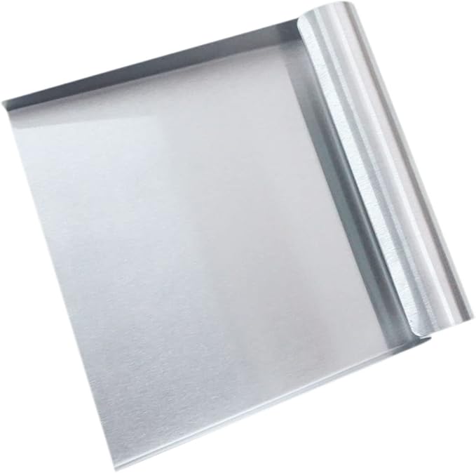 Stainless Steel Food Scooper, Food Mover, Food shovel Spatula, Cutting-board Scraper, Bench Scrape, Dough Cutter Tool, with Flat Bottom - for Cutting-board, Griddle, Containers, Serving (5.9")