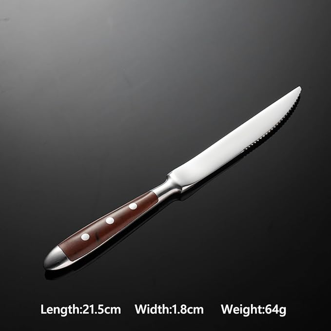 IKXO 16 Pieces Brown Gum Wood Handle Silverware Set for 4, Exquisite Ergonomic Flatware Set Food-Grade Stainless Steel Cutlery Set, Tableware Eating Utensils, Mirror Finished, Dishwasher Safe