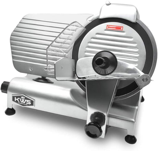 KWS MS-10NT 320W Motor Electric Meat Slicer 10-Inch with 304 Stainless Steel coated with Teflon Blade, Frozen Meat/Cheese/Food Slicer Low Noise Commercial and Home Use [ ETL, NSF Certified ]