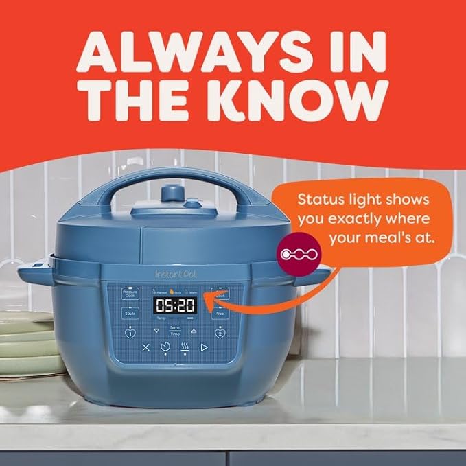 Instant Pot 4QT RIO Mini Chef Series Multi-Cooker, Daydream Blue – 7-in-1 Electric Pressure, Slow Cooker, Rice Cooker, Steamer, Sauté, Yogurt Maker & Warmer, Easy Clean, Stainless Steel Pot