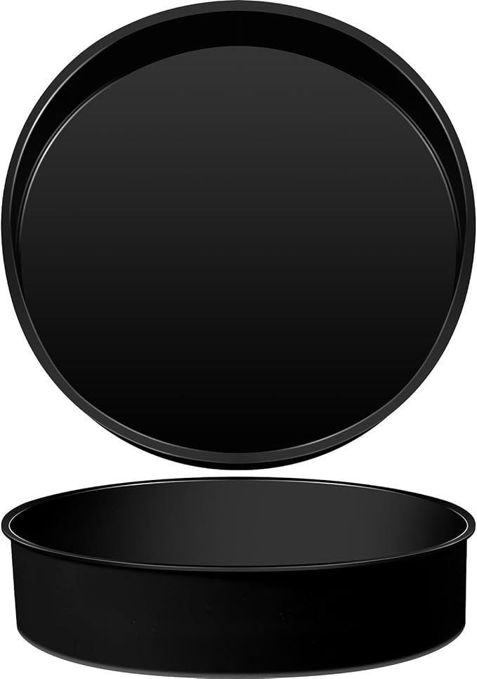 2 Pcs Silicone Cake Pan Round Baking Cake Molds Non-stick Quick Release Suitable for Cheesecake Puddings Party Favors(Black,10 Inches)