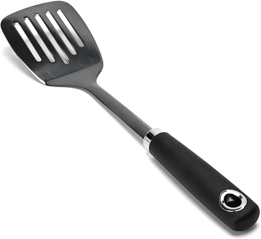 Brushed Slotted Stainless Steel Turner, Metal Spatulas for kitchen Use, Non-Slip Slotted Turner with Ergonomic Handle, Heavy Duty Cooking Utensils for Flipping Grilling Fish Eggs