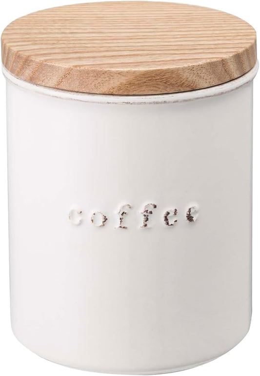Yamazaki Home Tosca Ceramic Canister – Dry Food Kitchen Storage Container Organizer, White