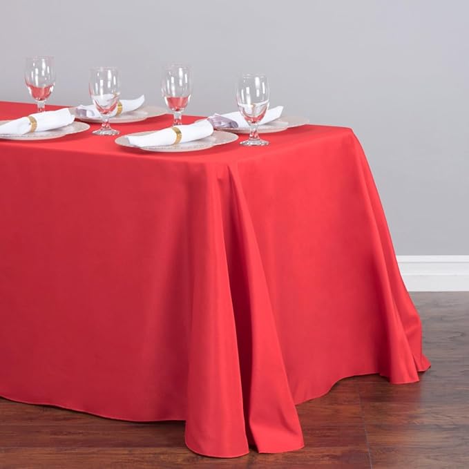 LinenTablecloth Polyester Tablecloth 90-Inch By 132-Inch, Red
