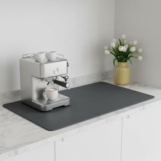 Dish Drying Mat Super Absorbent – 24" x 16" Coffee Mat for Countertops – Non-Slip Drying Mat for Kitchen Counter – Easy to Clean Water Absorbent Mat – Large Dish Drying Mats (Dark Gray)