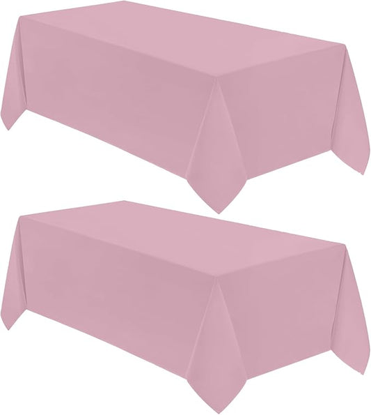 VidaFete Tablecloth 2 Pack 90 * 156inch Rectangle Table Cloth Polyester, Stain Wrinkle Resistant Polyester Dining Table Cover for Kitchen Dinning Party Wedding Rectangular Buffet Decoration(Pink)