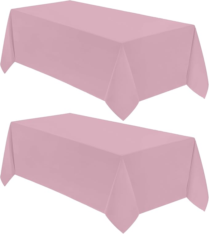 VidaFete Tablecloth 2 Pack 90 * 132inch Rectangle Table Cloth Polyester, Stain Wrinkle Resistant Polyester Dining Table Cover for Kitchen Dinning Party Wedding Rectangular Buffet Decoration(Pink)