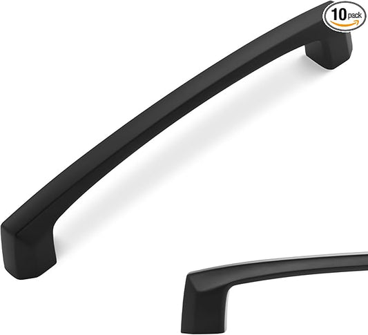 10 Pack 6-1/4 Inch(160mm) Kitchen Cabinet Handles Matte Black Cabinet Pulls Zinc Alloy Drawer Pulls Solid Kitchen Hardware